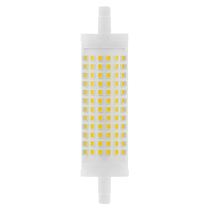 Osram Star Bombilla LED R7S - R7s, No regulable, Blanco cálido, 2.452 lm, 17,5 W - Bombilla LED rectangular blanca con muchos pequeños chips LED amarillos en su superficie.