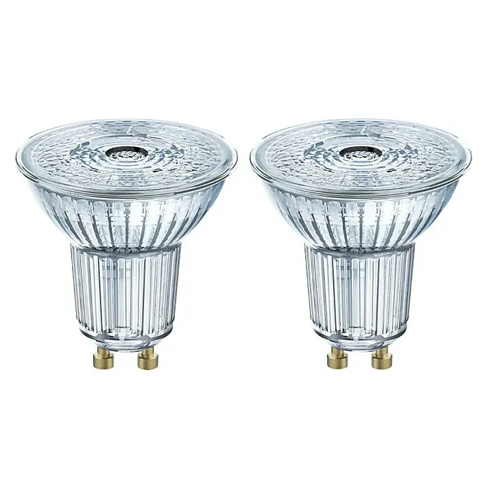 Osram Star LED-Lampen Set Reflektor GU10 - GU10, Nicht Dimmbar, Warmweiß, 230 lm, 2,6 W, 2 Stk. - Zwei MR16-Halogenlampen. Das Leuchtmittel ist klar und hat einen GU5.3 Sockel.