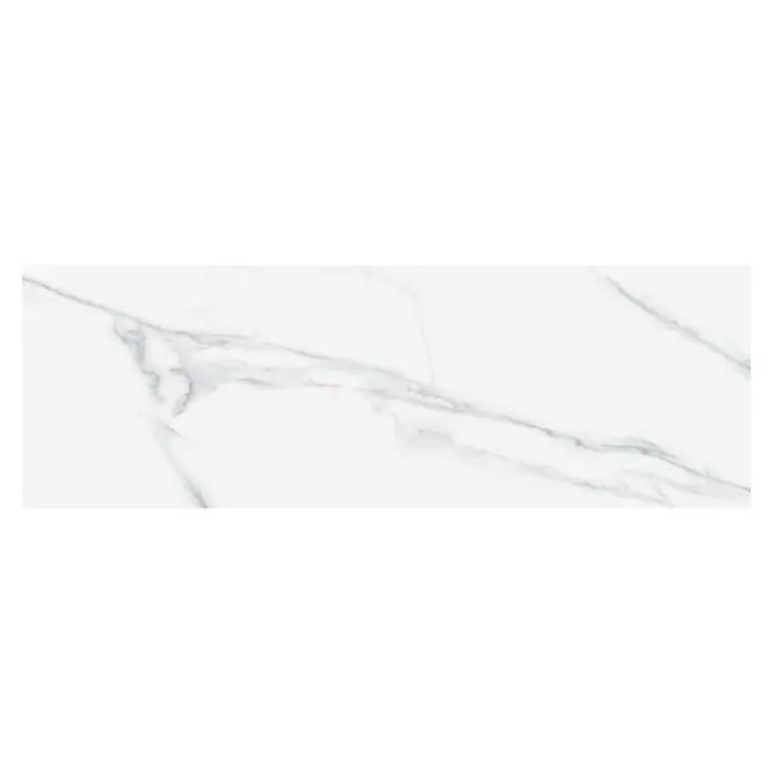 Revestimiento de pared Capri - 30 x 90 cm, Blanco, Brillante - Elegante baldosa de mármol blanco brillante con sutiles vetas grises. Perfecta para interiores modernos y elegantes que buscan luminosidad y lujo.