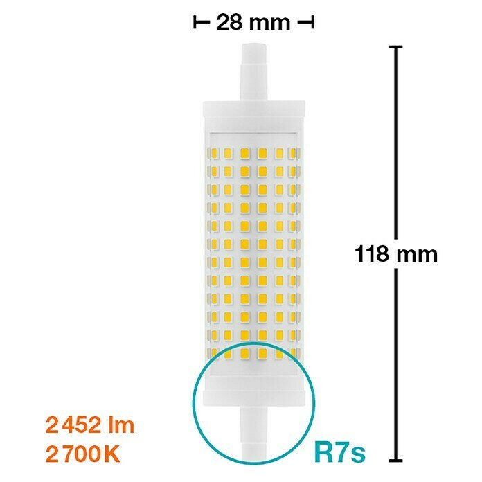 Osram Star Bombilla LED R7S (R7s, No regulable, Blanco cálido, 2.452 lm, 17,5 W) | BAUHAUS