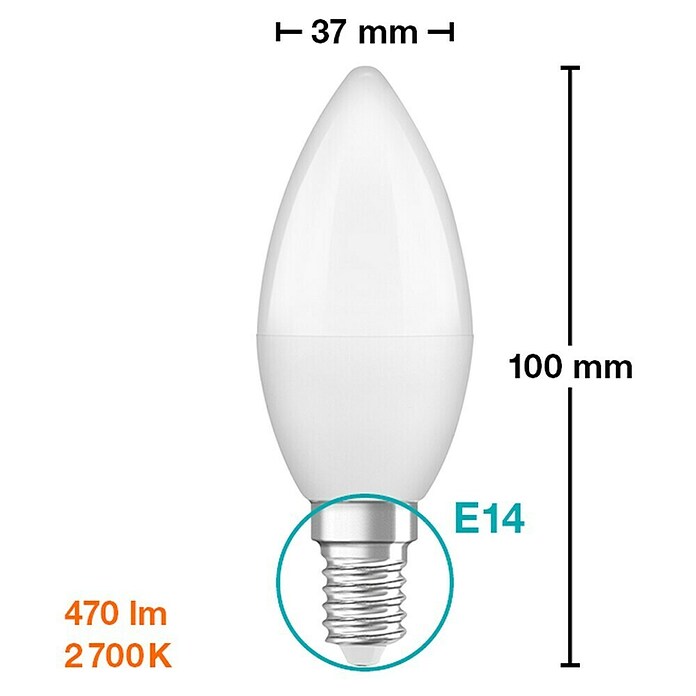 Osram Star LED žarulja Classic B 40  (E14, Bez prigušivanja, Topla bijela, 470 lm, 5,5 W) | BAUHAUS