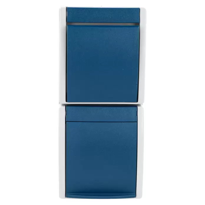 Busch-Jaeger Ocean Schalterkombination 2601/6/20 EW-53 - Grau/blaugrün, Matt, 2-fach, Ausrichtung Schalterprogramm: Vertikal, Aufputzmontage, IP44