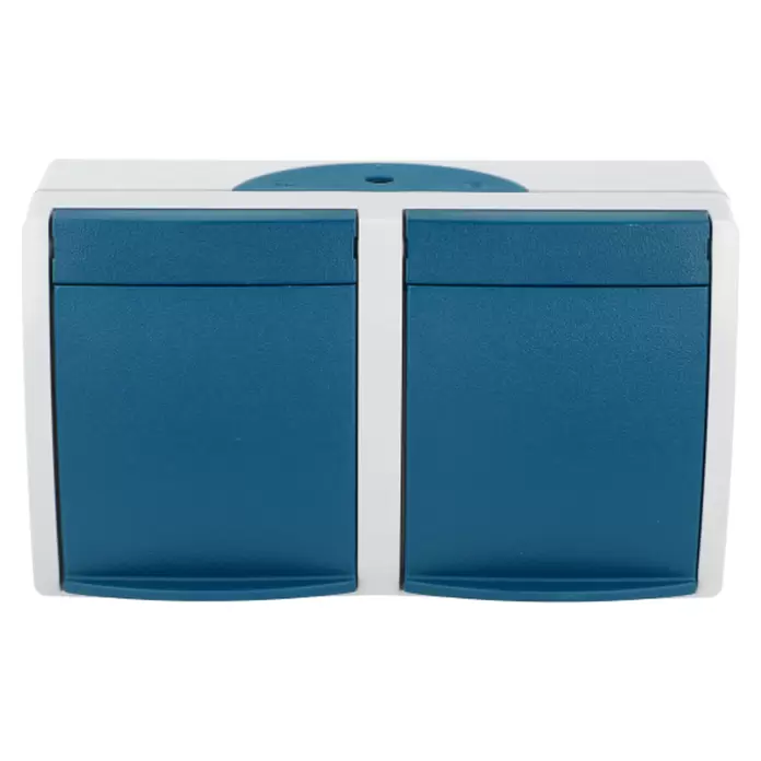 Busch-Jaeger Ocean Steckdose 20/2 EW-53 - 2-fach, Horizontal, Grau/blaugrün, IP44
