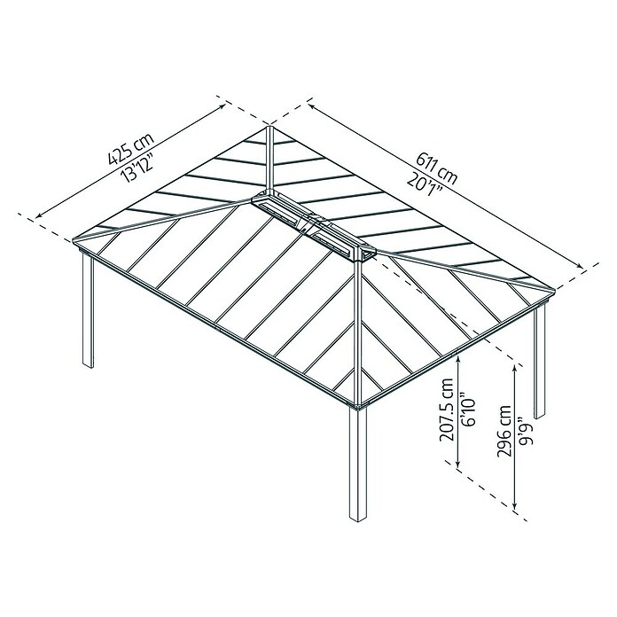 Palram – Canopia Standard-Pavillon Dallas (B x T: 425 x 611 cm, Material Gestell: Aluminium, Anthrazit) | BAUHAUS