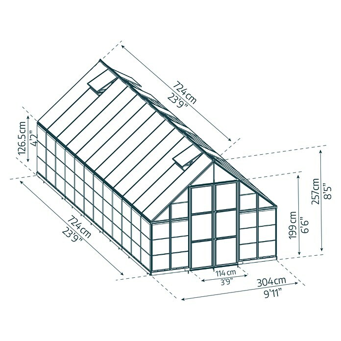 Palram – Canopia Invernadero Balance (Medidas ext. (An x Pr): 304 x 724 cm, 0,7 mm, Plateado) | BAUHAUS
