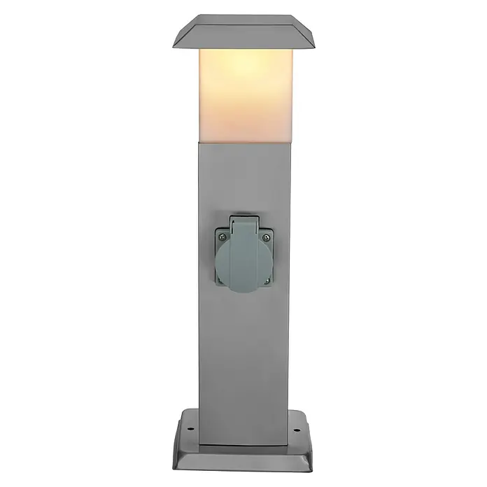 Starlux Außensockelleuchte Gomera - 8,5 W, Neutralweiß, 12,5 x 12,5 x 40 cm, Mit Leuchtmittel, Mit Steckdose - Außensteckdose mit Licht. Moderne Außensteckdose mit integrierter Beleuchtung für Garten oder Terrasse, praktisch und stilvoll.