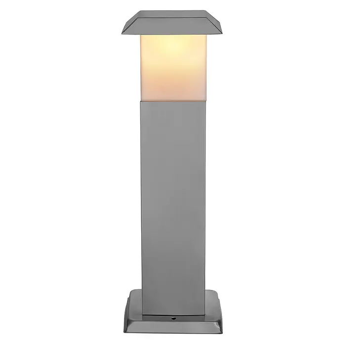 Starlux Außensockelleuchte Gomera - 8,5 W, Neutralweiß, 12,5 x 12,5 x 40 cm, Mit Leuchtmittel, Ohne Steckdose - Elegante Solarleuchte mit einem schlanken, silberfarbenen Design und warmem Licht, perfekt für den Außenbereich.