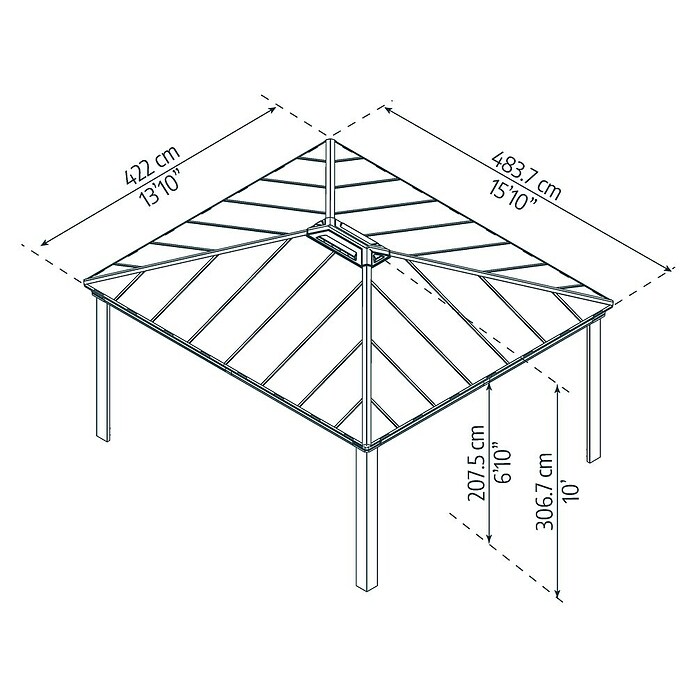 Palram – Canopia Standard-Pavillon Dallas (B x T: 422 x 484 cm, Material Gestell: Aluminium, Anthrazit) | BAUHAUS