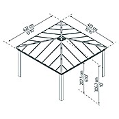 Palram – Canopia Cenador Dallas (An x Pr: 422 x 422 cm, Material del armazón: Aluminio, Antracita) | BAUHAUS