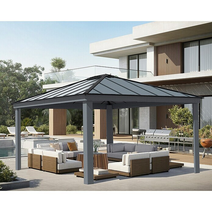 Palram – Canopia Standard-Pavillon Dallas (B x T: 422 x 484 cm, Material Gestell: Aluminium, Anthrazit) | BAUHAUS