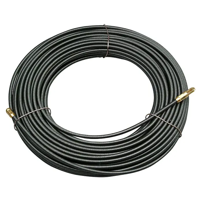 Einziehband - Stahl, Länge: 20 m, Durchmesser: 3,7 mm - Abflussspirale, flexibel und robust, ideal zur Beseitigung von Verstopfungen in Rohren und Abflüssen, mit praktischen Endstücken.