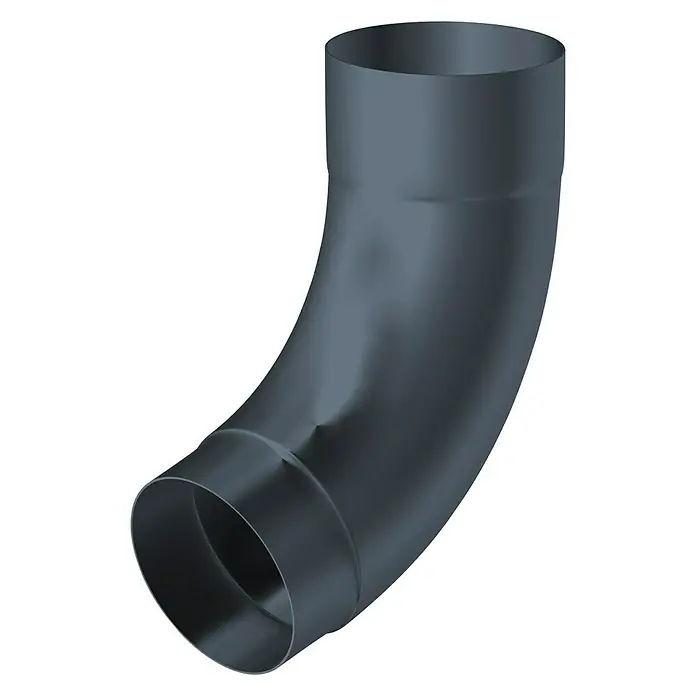 Sarei Piccolo Ablauf-Set - Nennweite: 70 mm, Aluminium, Anthrazit, Eckig - Abbildung eines 90-Grad-Rohrbogens, ein wesentliches Verbindungselement für Rohrsysteme, ideal für Richtungsänderungen.