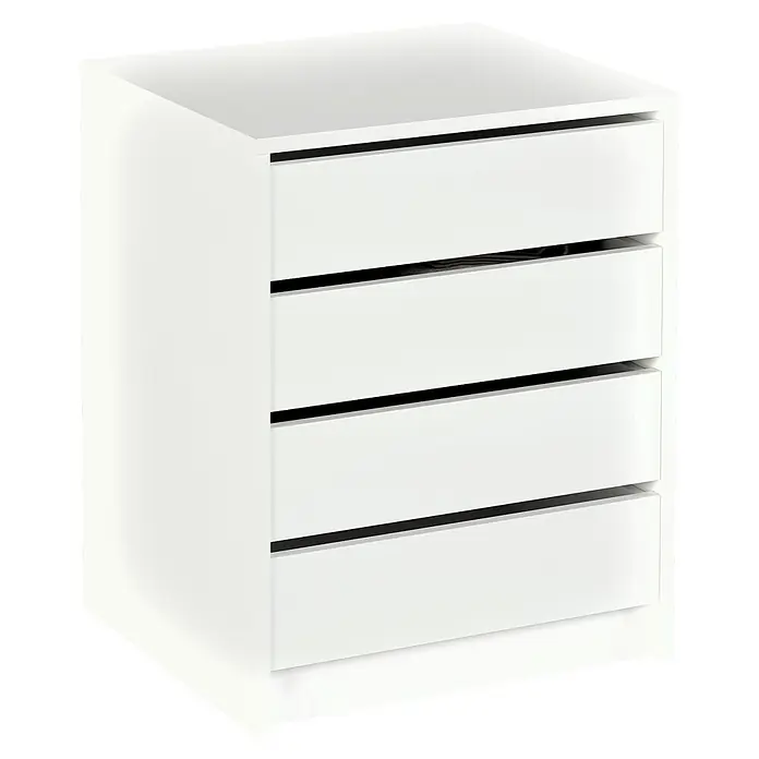 Meka Block Cajonera K-9463 - L x An x Al: 44 x 50 x 61,4 cm, Blanco, Número de cajones: 4 ud. - Cómoda moderna blanca con cuatro cajones, ideal para guardar ropa y otros objetos en el dormitorio o sala de estar. Unidad de almacenamiento elegante.