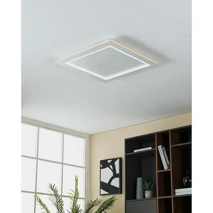 Eglo LED-Deckenleuchte Padrogiano - L x B x H: 59,5 x 59,5 x 0,5 cm, 35,5 W, Kaltweiß - Moderne quadratische Deckenleuchte mit einem schlichten Design, ideal für eine stilvolle Beleuchtung im Innenbereich.