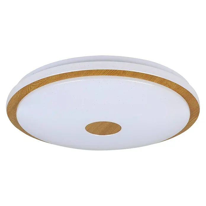 Eglo LED-Deckenleuchte rund Lanciano 1 - Ø x H: 48 x 8 cm, 35 W, Neutralweiß, Braun / Weiß - Elegante Deckenleuchte mit Holzstruktur. Die moderne Lampe sorgt für angenehmes Licht und passt perfekt in jeden Raum.