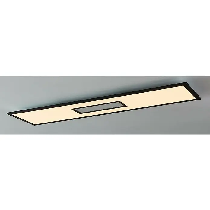 Eglo LED-Deckenleuchte Bordonara - B x L: 295 x 1.195 cm, 35 W, Schwarz, Weiß, RGB - Rechteckige Deckenleuchte mit schwarzem Rahmen und mittiger Aussparung für modernes Ambiente.