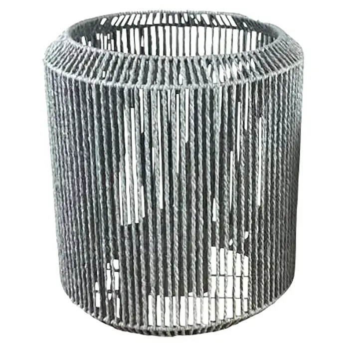 Windlicht Papierkordel - Ø x H: 34 x 39 cm, Grau - Nahaufnahme eines dekorativen Korbs aus geflochtenem Material, ideal für stilvolle Aufbewahrungslösungen im Haushalt.