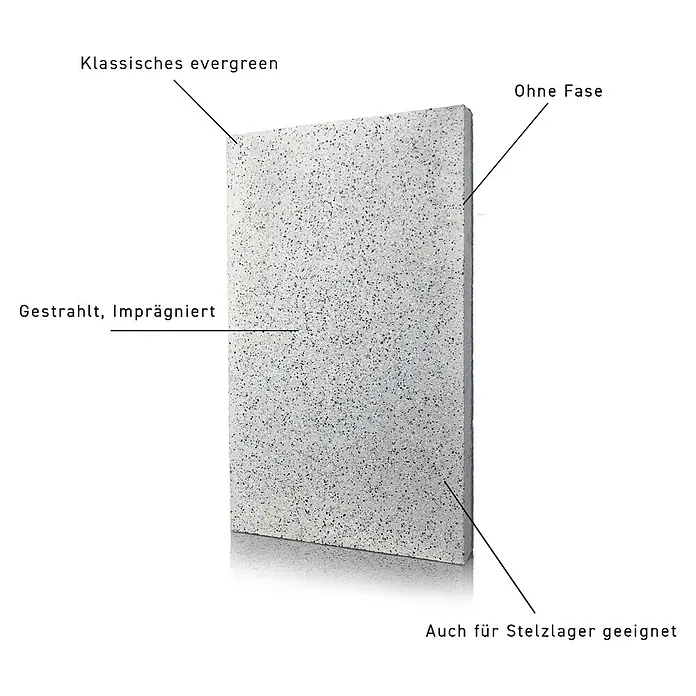 Terrassenplatte Bianco Nero - 40 x 60 x 4 cm, Weiß/Schwarz, Beton - Klassisches Evergreen Betonprodukt mit gestrahlter, imprägnierter Oberfläche, ohne Fase und geeignet für Stelzlager.