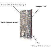 Terrassenplatte Latina (48 x 24 x 3 cm, Muschelkalk, Beton)