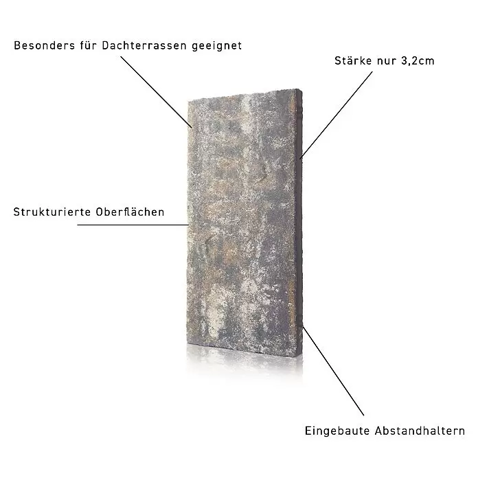 Terrassenplatte Latina48 x 24 x 3 cm, Muschelkalk, Beton