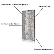 Terrassenplatte Latina (48 x 24 x 3 cm, Mediterran, Beton)