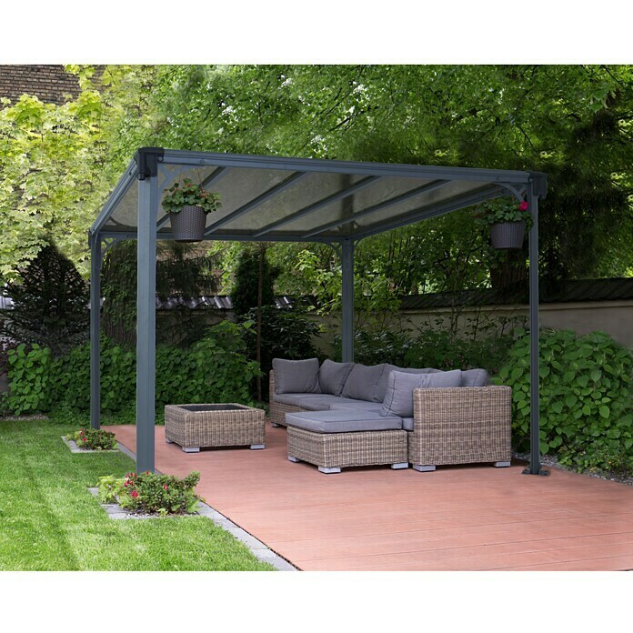 Palram – Canopia Pavillon Milano 3000L x B: 308 x 308 cm, Anthrazit Front View