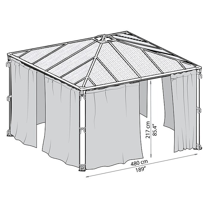 Palram Vorhang für Pavillon Palermo 4300 (4,8 x 2,17 m, Polyester)