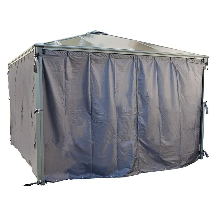 Palram – Canopia Pavillon-Seitenwände für Pavillon Palermo 3000 - B x H: 360 x 217 cm - Abgedecktes Pavillon mit dunkelgrauen Vorhängen für den Außenbereich, ideal für den Schutz vor Wind und Wetter.
