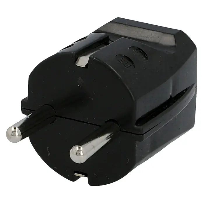 UniTEC Schutzkontaktstecker - Schwarz, PVC, IP20 - Schwarzer EU-Stecker mit zwei runden Stiften und seitlichen Erdungskontakten für europäische Steckdosen.