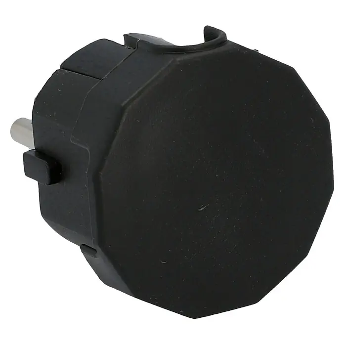 UniTEC Schutzkontaktstecker - Schwarz, Seitliche Kabeleinführung - Schwarzer Eurostecker mit Metallstift für den Stromanschluss elektronischer Geräte. Zuverlässige Stromversorgung garantiert.