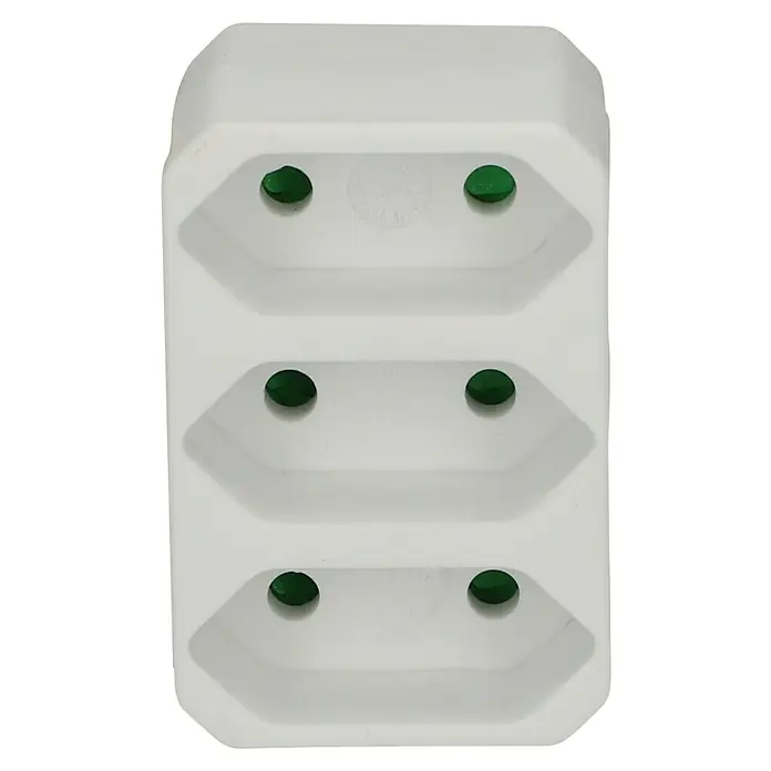 UniTEC Euro-Adapter - Weiß, Anzahl Steckdosen Euro: 3 Stk., 1.250 W - Dreifache weiße Steckdosenleiste mit grünen Schutzkontakten für den flexiblen Einsatz von Elektrogeräten.