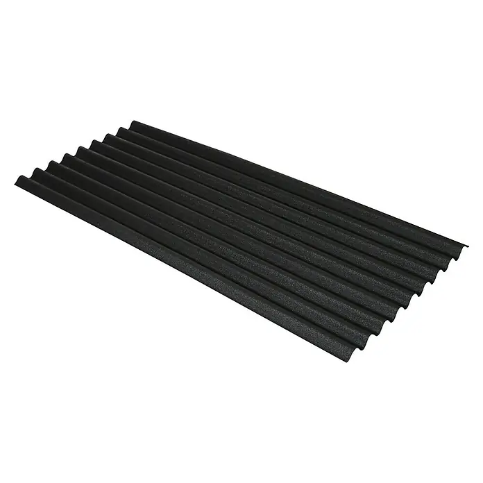 Onduline Lámina corrugada Base - 200 cm x 85,5 cm x 2,6 mm, Otros, Negro - Primer plano de una lámina de techo corrugada negra. Ideal para techos duraderos y resistentes a la intemperie.
