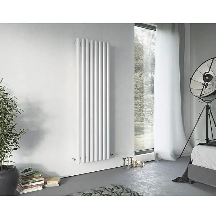 Ximax Raumheizkörper Erupto - B x H: 435 x 1.800 mm, Wärmeleistung bei Vorlauftemperatur von 75 °C (D: 50): 1.224 W, Weiß - Ein moderner, vertikaler Heizkörper in Weiß, der sich nahtlos in ein stilvolles Interieur einfügt und für angenehme Wärme sorgt.