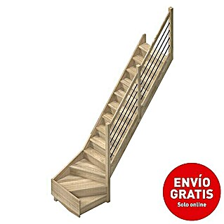 Sogem Escalera principal Trendy Eco (Ancho: 80 cm, 1/4 espiral derecha, Altura de planta: 285 cm, Roble)