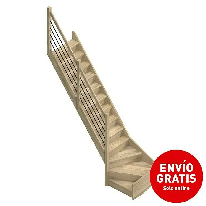 Sogem Escalera principal Trendy Eco - Roble, Ancho: 80 cm, 1/4 espiral izquierda, Altura de planta: 285 cm - La escalera de madera con barandilla y escalera de caracol es un atractivo. Ideal para uso interior. Envío gratis online.