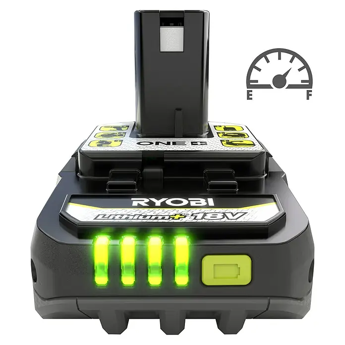 Ryobi ONE+HP Akku RB1825C - 18 V, 2,5 Ah - Ryobi ONE+ 18V Lithium-Ionen-Akku mit vier LED-Leuchten zur Anzeige des Ladezustands. Ideal für Ryobi Elektrowerkzeuge.
