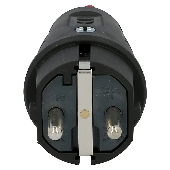 UniTEC Gummi-Schutzkontakt-Stecker - 250 V, IP54, Schwarz, Kabelknickschutz - Schuko-Stecker mit Erdung für sichere Stromversorgung bis 250V. Ideal für den Einsatz im Haushalt und Gewerbe.