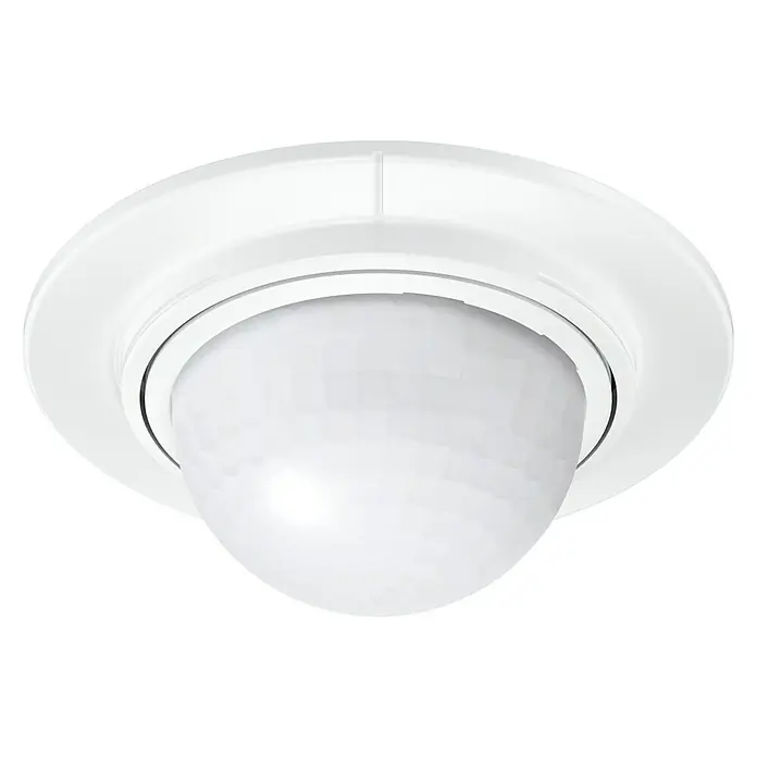 Steinel Bewegungsmelder IS 360-1 DE weiß - Reichweite Sensor: 4 m, Weiß, Erfassungswinkel Sensor: 360 ° - Nahaufnahme eines weißen Deckenbewegungsmelders mit halbkugelförmigem Sensor. Er ist elegant und funktional.