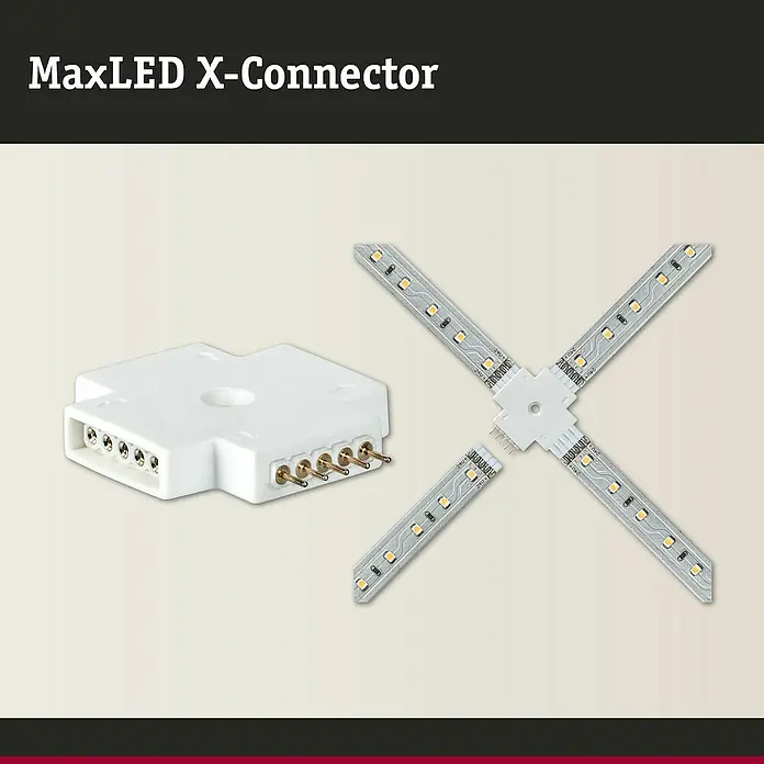 Paulmann MaxLED Verbinder X-Connector - Kunststoff - MaxLED X-Verbinder für LED-Streifen. Verbindet bis zu vier LED-Streifen mit einem zentralen Knotenpunkt für flexible Lichtgestaltung.
