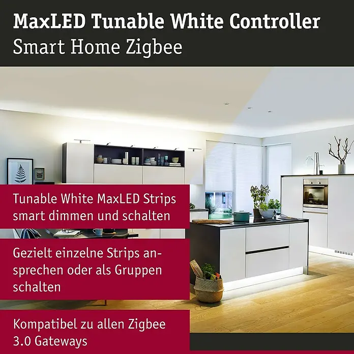 Paulmann Smart Home ZigBee Tunable White Controller MaxLED - Kunststoff - MaxLED Tunable White Controller für Smart Home Zigbee. Steuern Sie Ihre LED-Strips intelligent und individuell.
