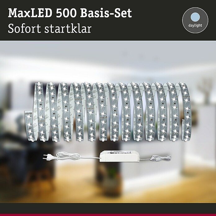 Paulmann MaxLED 500 Basisset, 10 M LED-Strip Warmweiß, 33 W, Inkl. Netzteil & Zubehör – Für Indirekte Beleuchtung