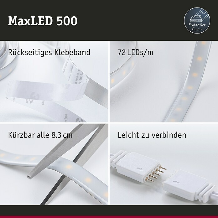 Paulmann LED-Band MaxLED Basisset 500 (1,5 m, Warmweiß, 10 W, Einsatzbereich: Feuchtraum)