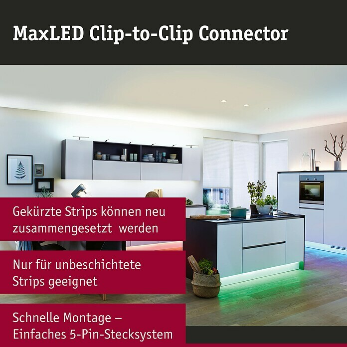 Paulmann Verbinder MaxLED Clip-to-Clip Connector (2 Stk., Kunststoff)