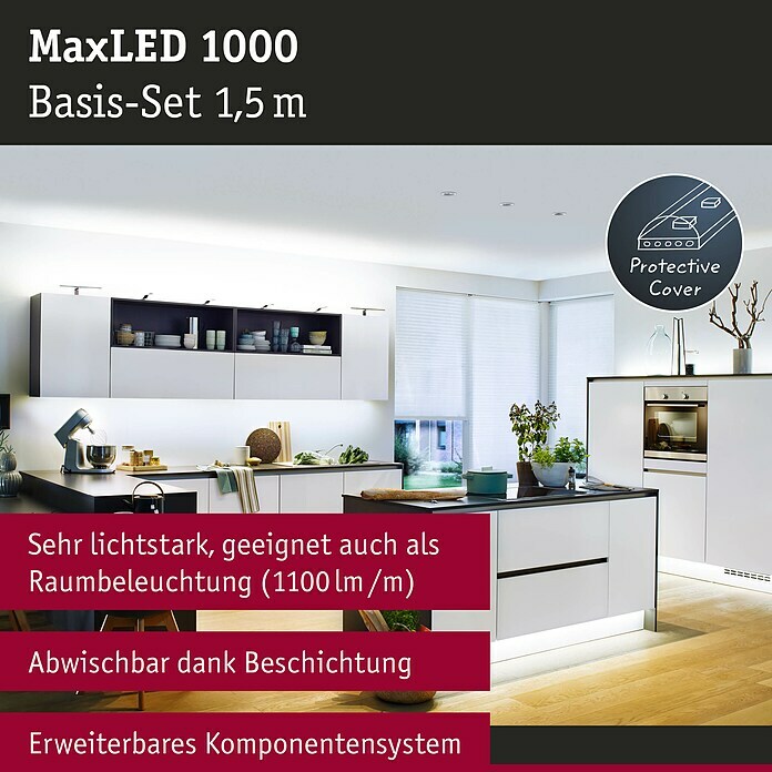 Paulmann LED-Band MaxLED Basisset 1000 (1,5 m, Tageslichtweiß, 17 W, Einsatzbereich: Feuchtraum)