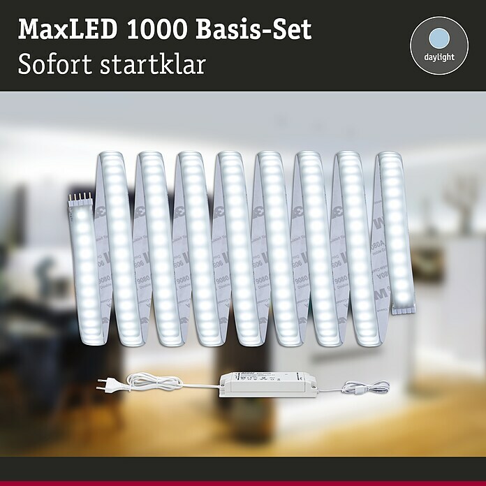 Paulmann LED-Band MaxLED Basisset 1000 (3 m, Tageslichtweiß, 34 W, Einsatzbereich: Feuchtraum)