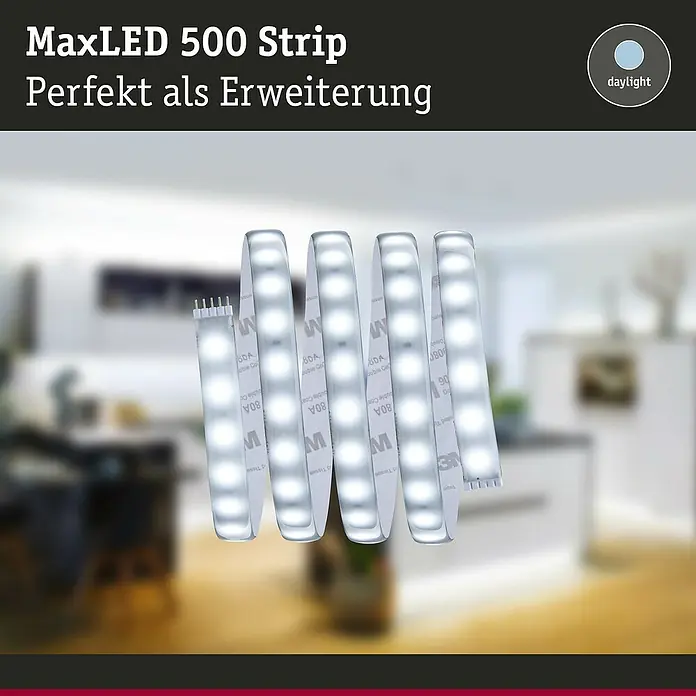 Paulmann MaxLED 500 LED-Band beschichtet - Länge: 1 m, Lichtfarbe: Tageslichtweiß, 6 W, 550 lm, Beschichtet - MaxLED 500 Strip: Flexible LED-Leiste für den Innenbereich, ideal zur Erweiterung bestehender Beleuchtungssysteme.