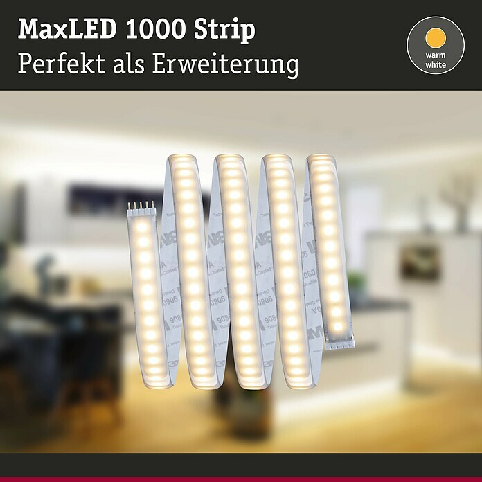 Paulmann LED-Band MaxLED 1000 (1 m, Warmweiß, 13,5 W, Einsatzbereich: Feuchtraum)