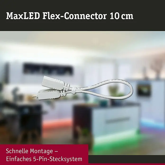 Paulmann MaxLED Verbindungskabel Flex-Connector - 10 cm - Abbildung eines MaxLED Flex-Connectors mit 10 cm Länge, ein praktisches Zubehör für flexible LED-Installationen im Innenbereich.
