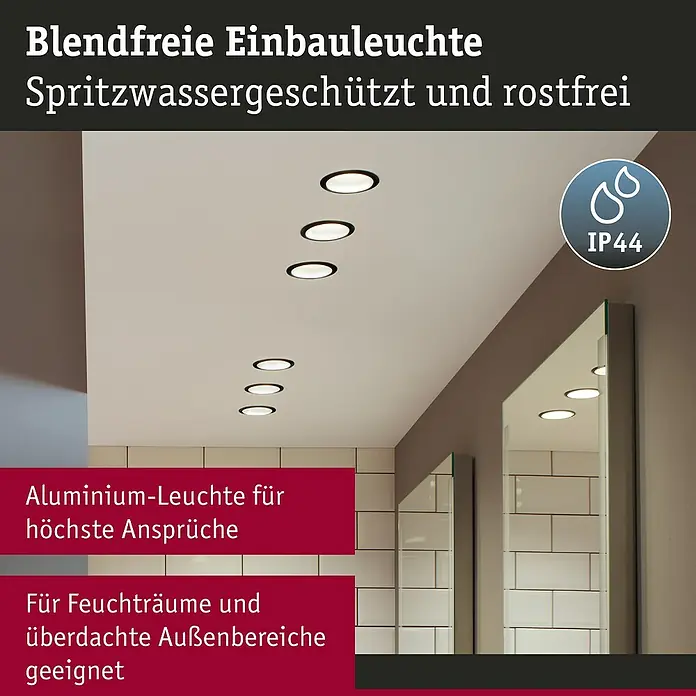 Paulmann LED-Einbauleuchte Cole - 19,5 W, Schwarz/Silber, Warmweiß, 3 Stk. - Blendfreie Einbauleuchten aus Aluminium, spritzwassergeschützt und rostfrei für höchste Ansprüche im Innen- und Außenbereich.