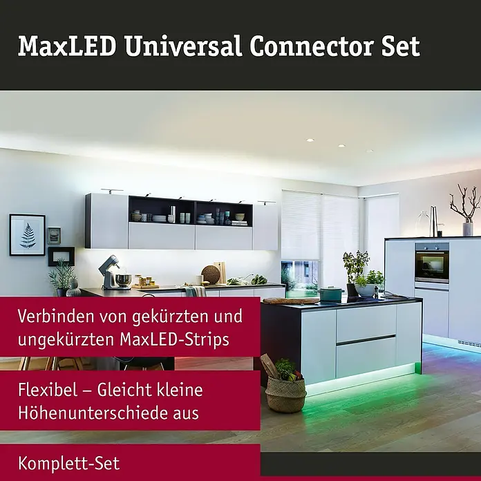 Paulmann MaxLED Verbinder-Set - 2 Stk. - MaxLED Universal Connector Set für flexible LED-Strip-Verbindungen in der Küche.